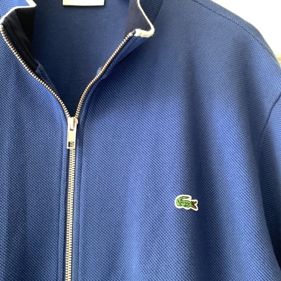 Lacoste Zippered Sweater/Jacket stand up collar Navy blue Men’s size XXL (FR 8) - Picture 4 of 14